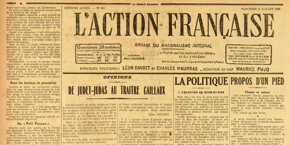 Le Canard Enchaîné pastiche l'Action Française