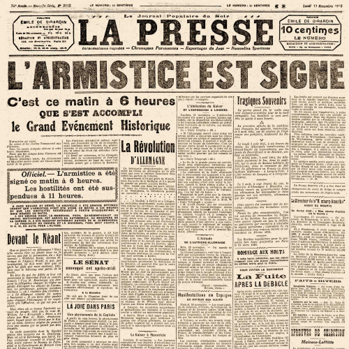 La signature de l’armistice de la Première Guerre mondiale