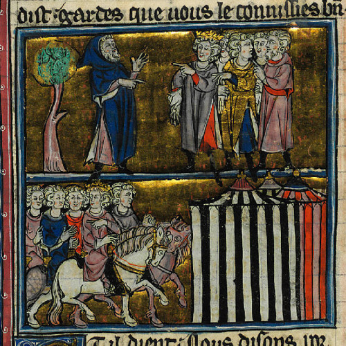 

Pandragon et Merlin déguisé ; Pandragon au camp d'Uter

