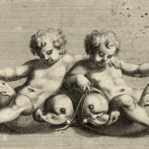 Diverses figures à l'eau forte de petits Amours, Anges vollants, et Enfans