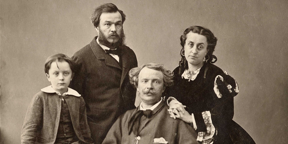 Autoportrait avec son frère Adrien Tournachon, sa femme Ernestine et leur fils Paul