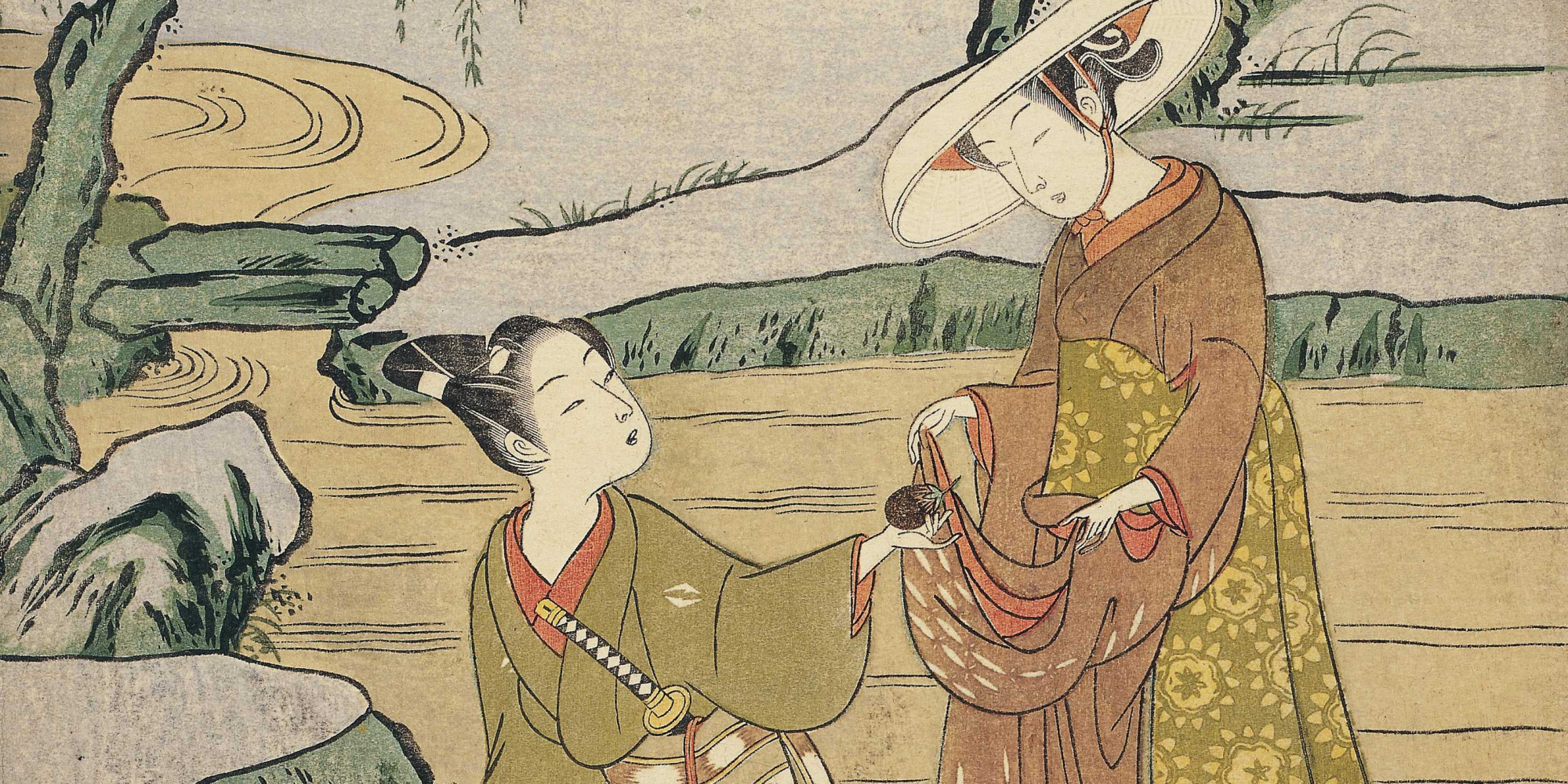 Tableau japonais samourai et taches de peinture