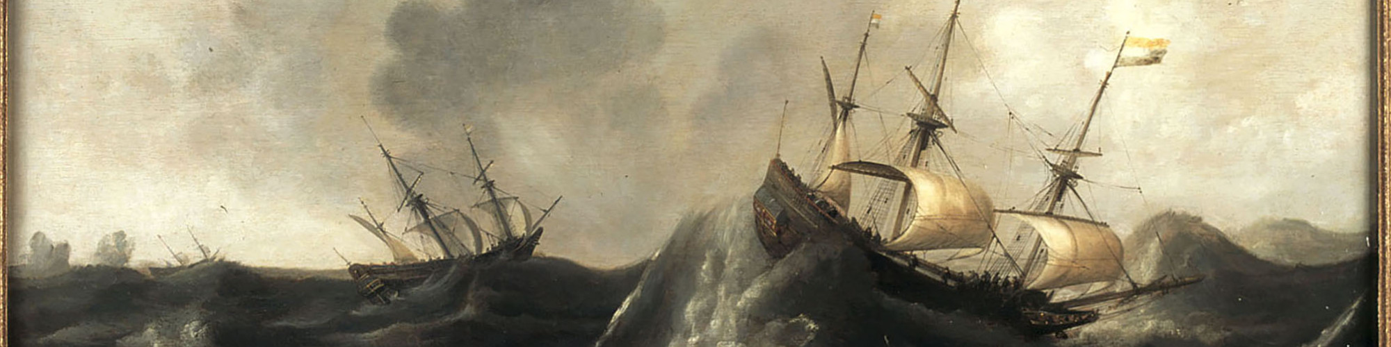 Trois vaisseaux dans une mer démontée (détail)