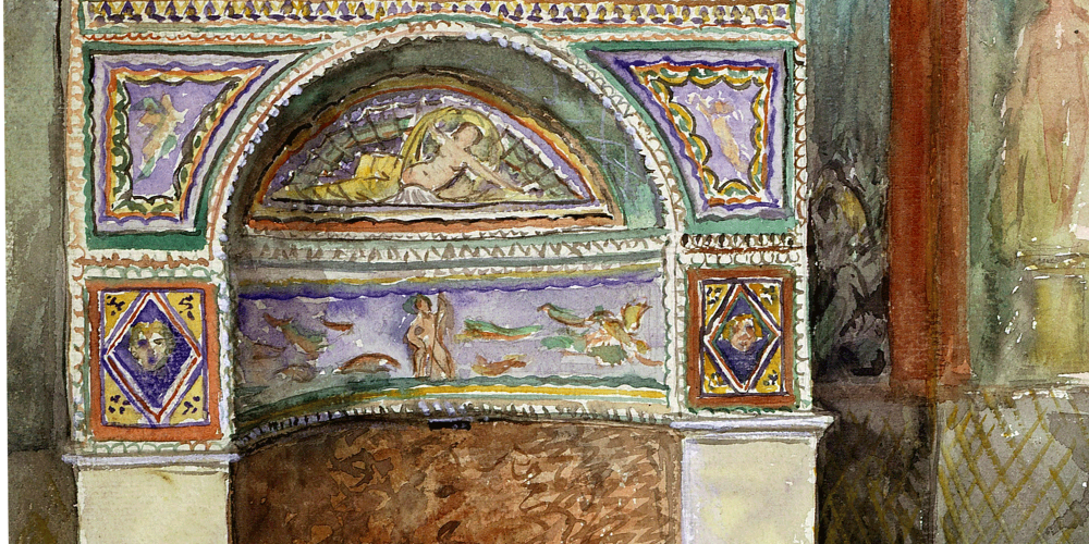 Fontaine en mosaïque de la maison de l’Ours à Pompéi