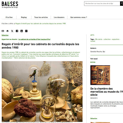 Vignette Balises, cabinet de curiosités