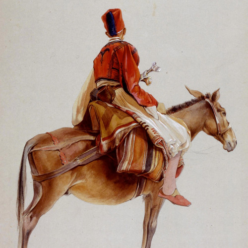 Soldat albanais sur sa mule