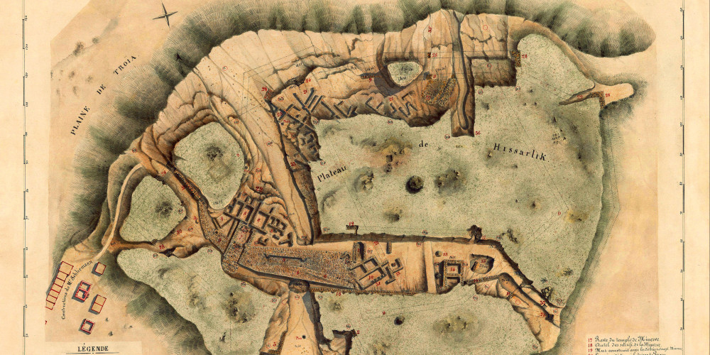 Plan des fouilles menées à Troie par Heinrich Schliemann entre 1870 et 1873