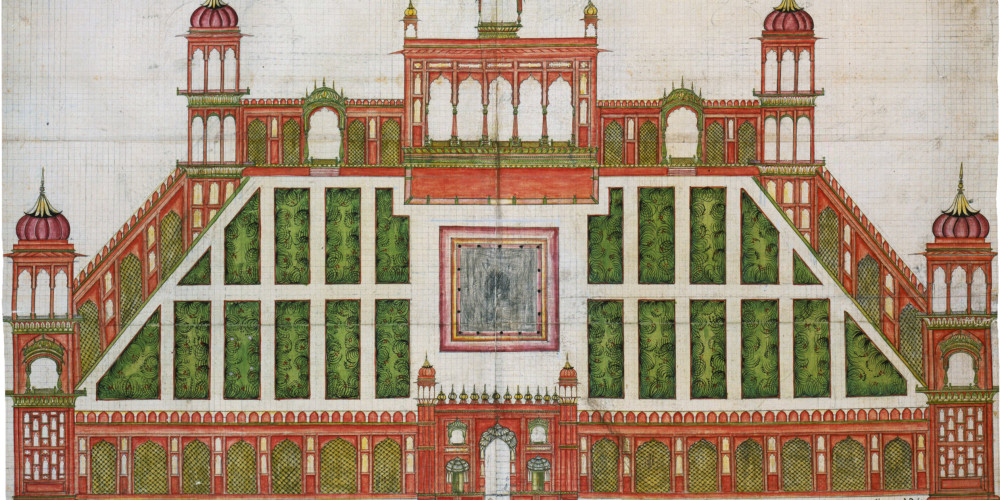 Mahtab Bagh, jardin à l’intérieur du Fort rouge de Delhi, réalisé pour les épouses de l’empereur Aurangzeb (régnant 1658-1707)