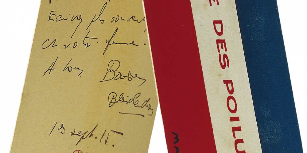 Lettre de Blaise Cendrars à Robert Delaunay sur un paquet de cigarettes