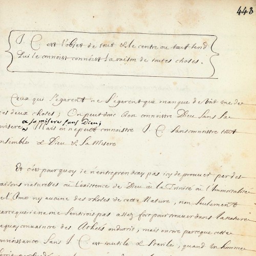 Blaise Pascal, Pensées,  copie dite « seconde copie des Pensées »