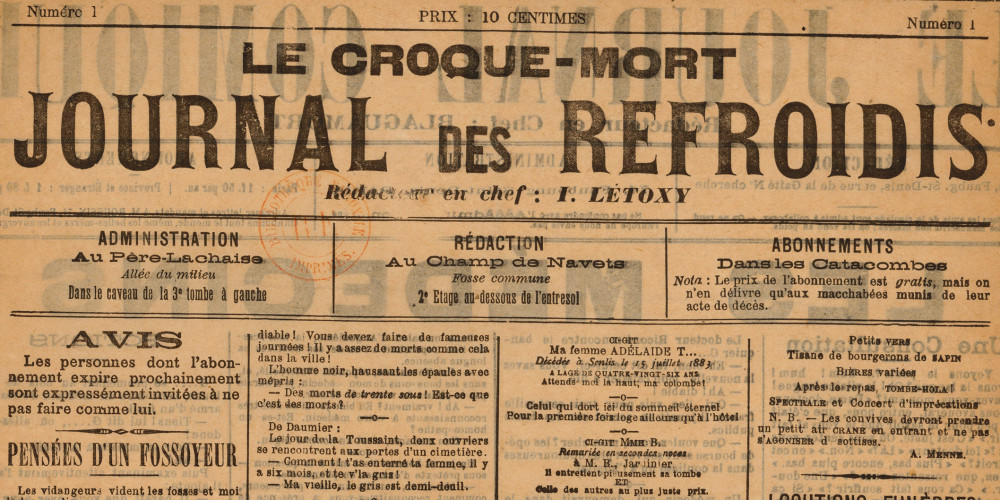 « Le Croque-mort, journal des refroidis », Le Journal comique