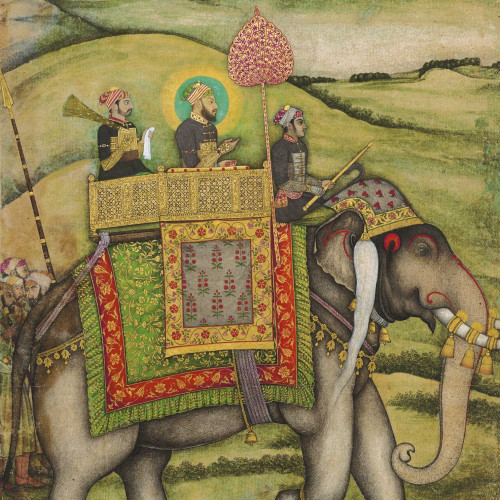 L’empereur Bahadur Shah (?) monté sur un éléphant