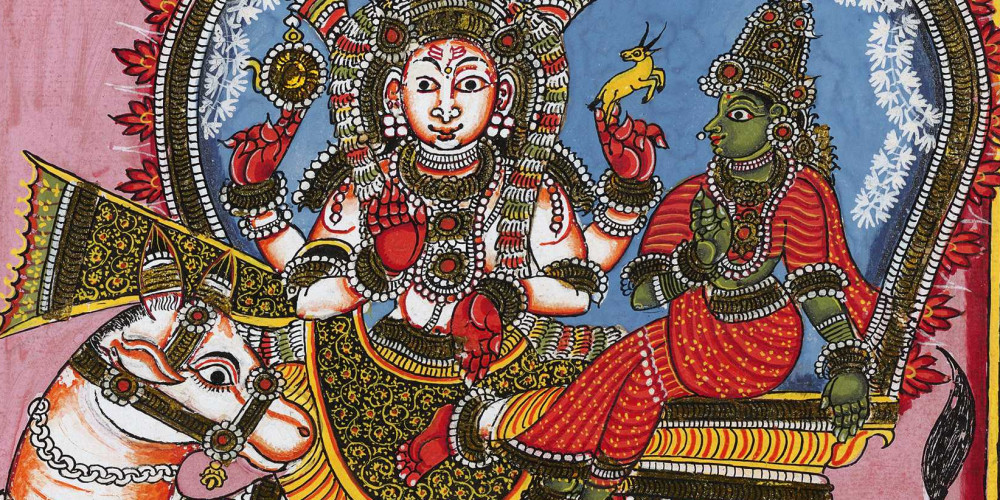 Shiva et Parvati montés sur le taureau Nandi
