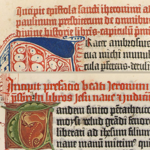 Deux incipit de la Bible de Gutenberg