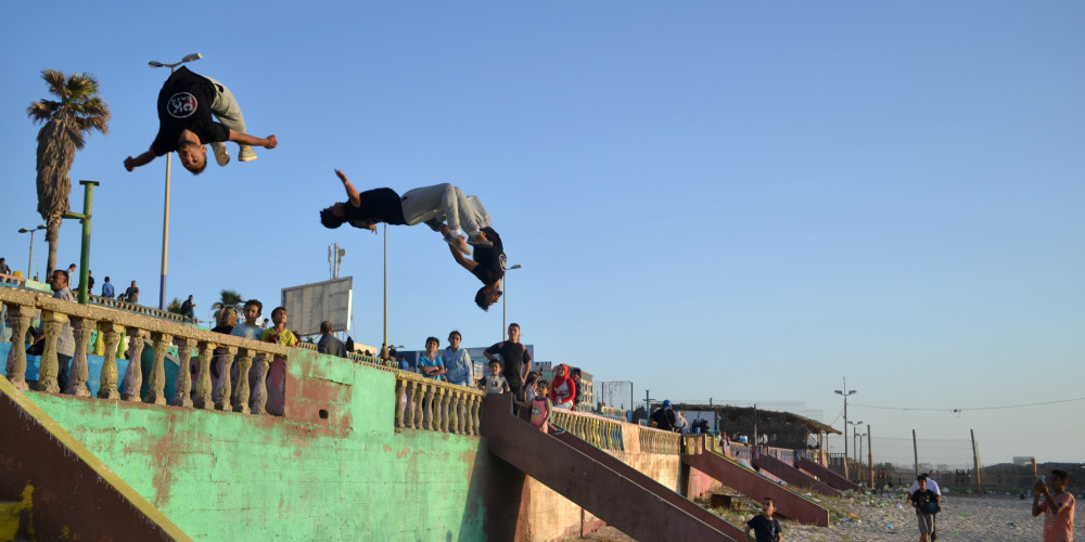 Démonstration de parkour à Gaza