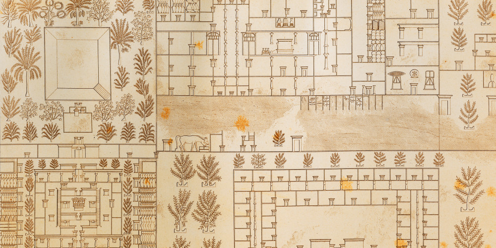 Plan cavalier d’une villa royale. Bas-relief d’un hypogée de Tell El Amarna (18e dynastie)