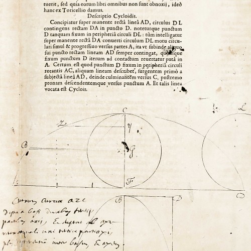 Deux figures manuscrites, une cycloïde et une parabole, très certainement de la main de Pascal