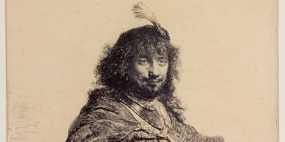 Rembrandt au sabre et à l'aigrette
1er état