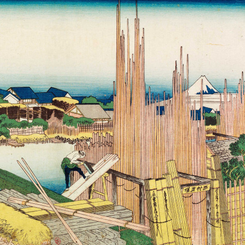 Chantier de bois près du canal Tatekawa à Honjo [Edo] (Honjô Tatekawa)