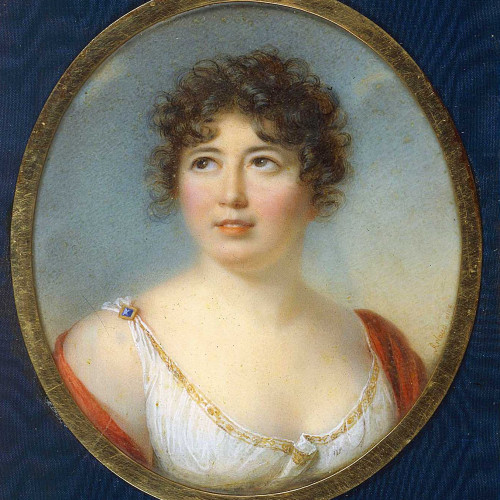 Portrait miniature de Madame de Staël sur le contreplat