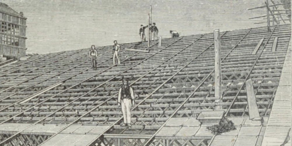 Construction du toit de la scène de l'opéra Garnier