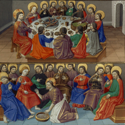 La Cène, le lavement des pieds, l'institution de l'eucharistie