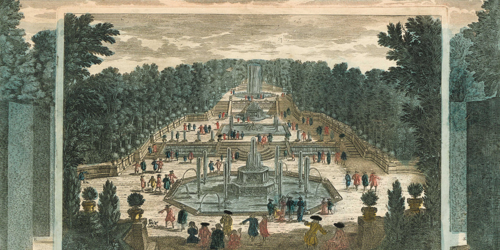 Vue et perspective du Jardin des trois bassins de Versailles