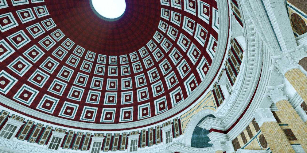 Reconstitution virtuelle du Panthéon de Rome au 4e siècle après J.-C.