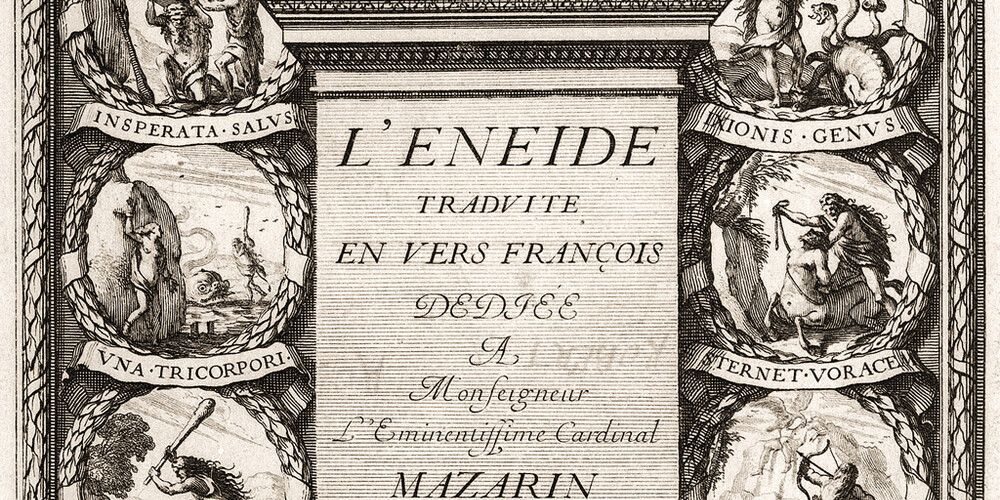 [Énéide (français). Extrait. 1648]. L’Énéide de Virgile traduite en vers françois;   [Illustration : les travaux d’Hercule].
