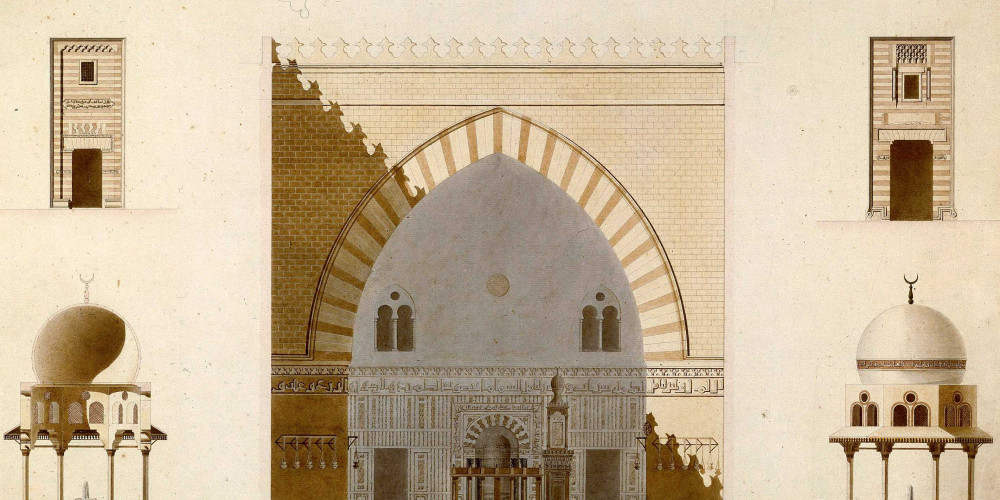Façade de l’Institut d’Égypte au Caire, dans le palais de Hassan-Kachef  (élévation)