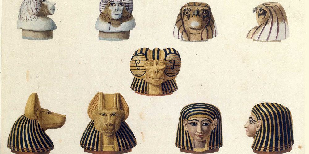 Fragments d’idoles ou de statuettes, têtes (Anubis, Thot, Horus...)