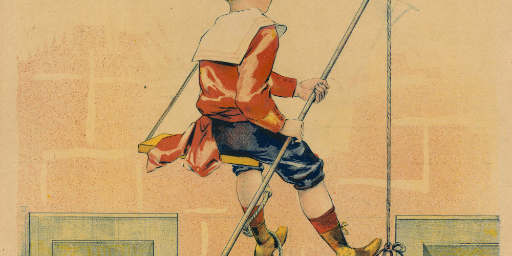 Jeune peintre sur une affiche publicitaire : palais des Arts libéraux (Champ de Mars)