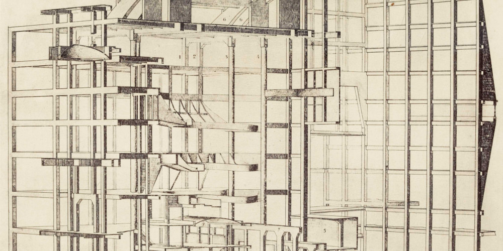 Structure en béton armée du Théâtre des champs Elysées par Auguste Perret