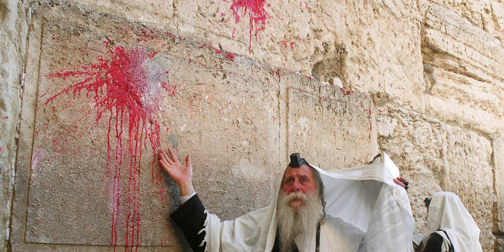 Des juifs ultra-orthodoxes prient près du Mur des lamentations