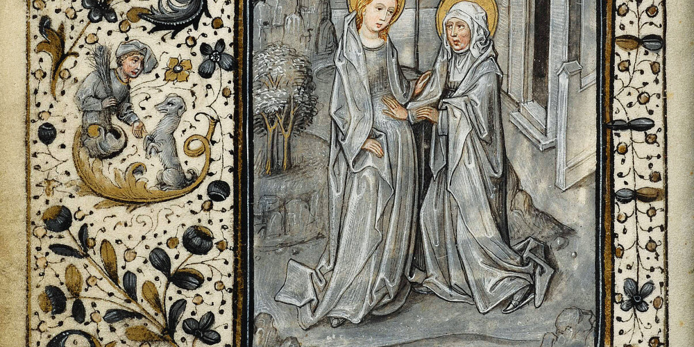 Fol. 75v : la Visitation, ornant la partie des laudes des heures de la Vierge
 