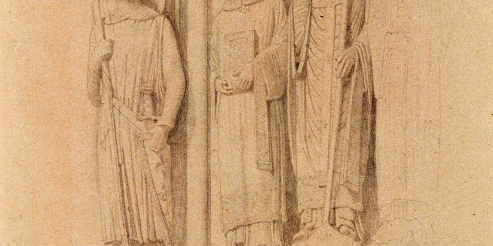 Statues de l’évêque Fulbert entre deux diacres