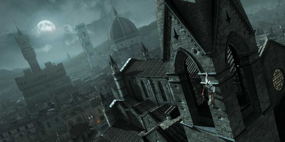 Vue nocturne du dôme de Florence dans Assassin’s Creed