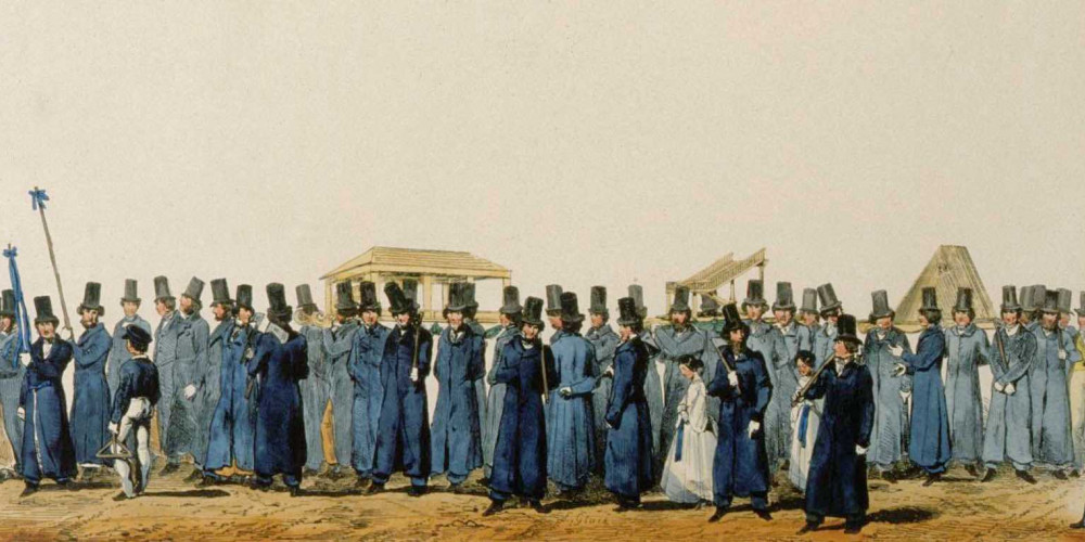 Les charpentiers au cortège industriel de Strasbourg le 25 juin 1840