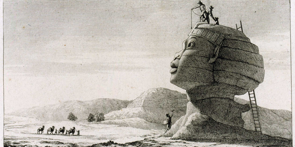 Des savants mesurent le sphinx de Gizeh