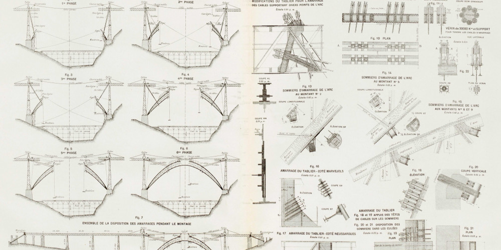 Planche représentant les différentes étapes de la construction de l’arche