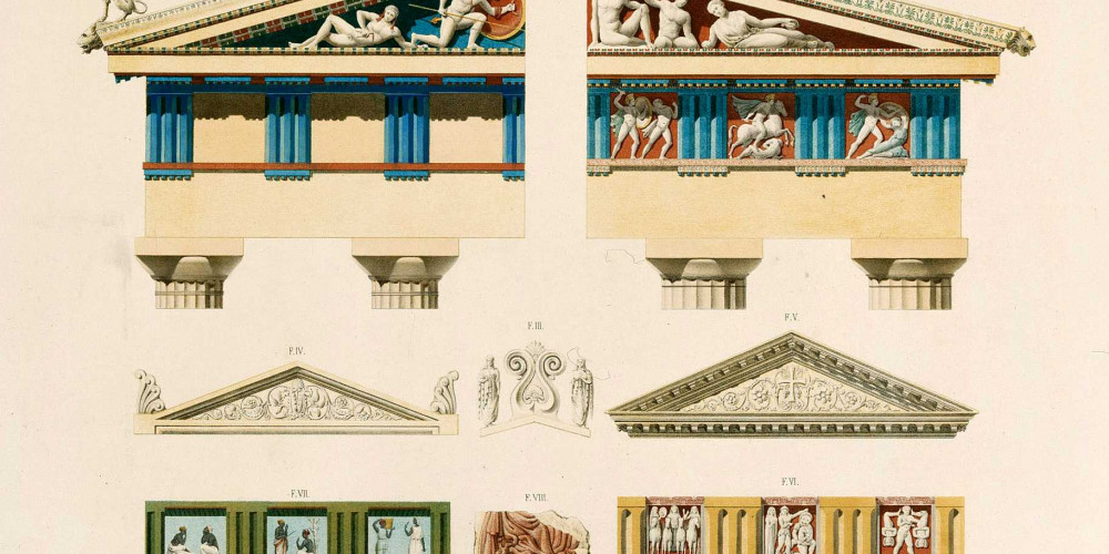 Façades partielles du Parthénon et du temple d’Egine