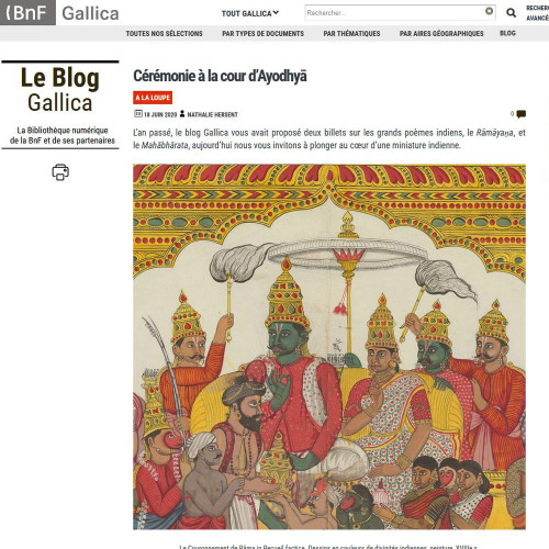 Vignette Blog Gallica Cérémonie à la cour d'Ayodhya