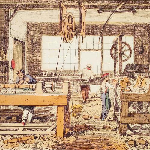 Un atelier de menuisier au 19e siècle
