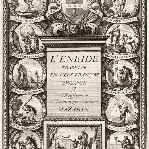 [Énéide (français). Extrait. 1648]. L’Énéide de Virgile traduite en vers françois;   [Illustration : les travaux d’Hercule].