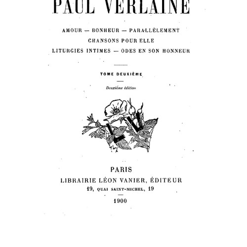Paul Verlaine, Œuvres complètes, Paris : Léon Vanier, 1900.
