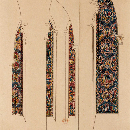 Fragments de vitraux du 13e siècle à Chartres
