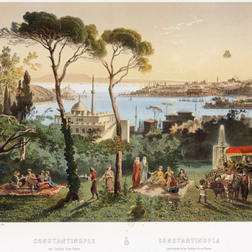 Constantinople, vue des jardins d’un harem