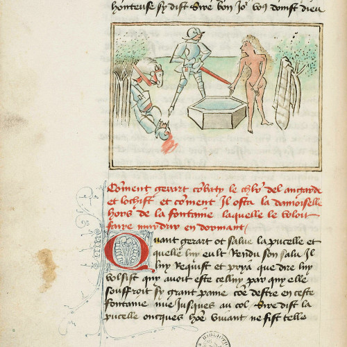 Fol. 85v : Gérard à la rescousse de la demoiselle à la fontaine