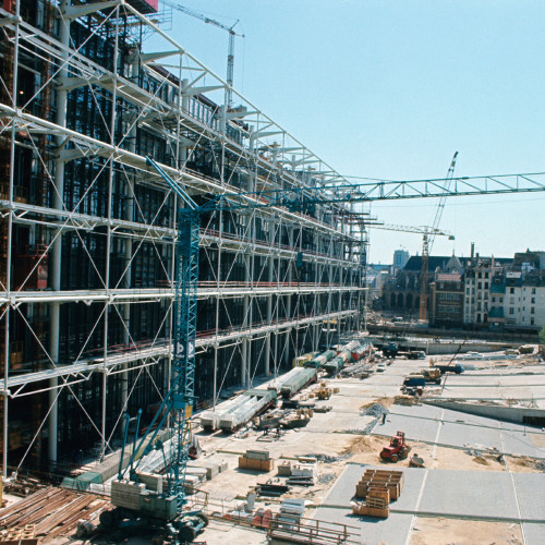 Le chantier du centre Pompidou, côté piazza