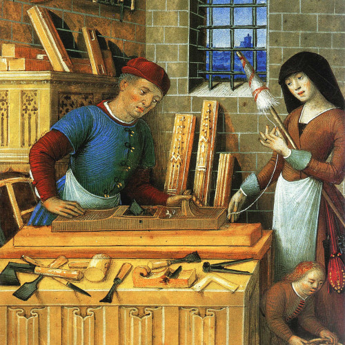 Un atelier de menuisier au  Moyen Âge